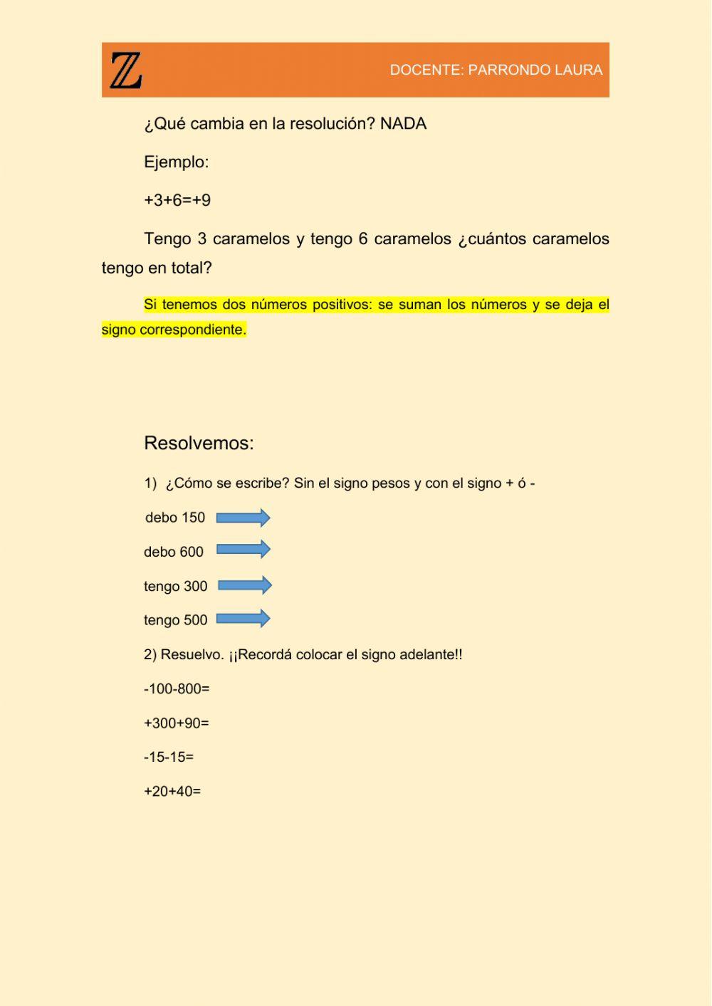 Suma y resta en enteros parte 1