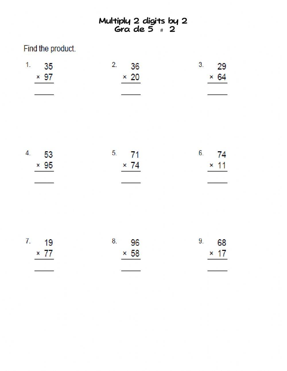 Multiply 2 digits by 2 -2