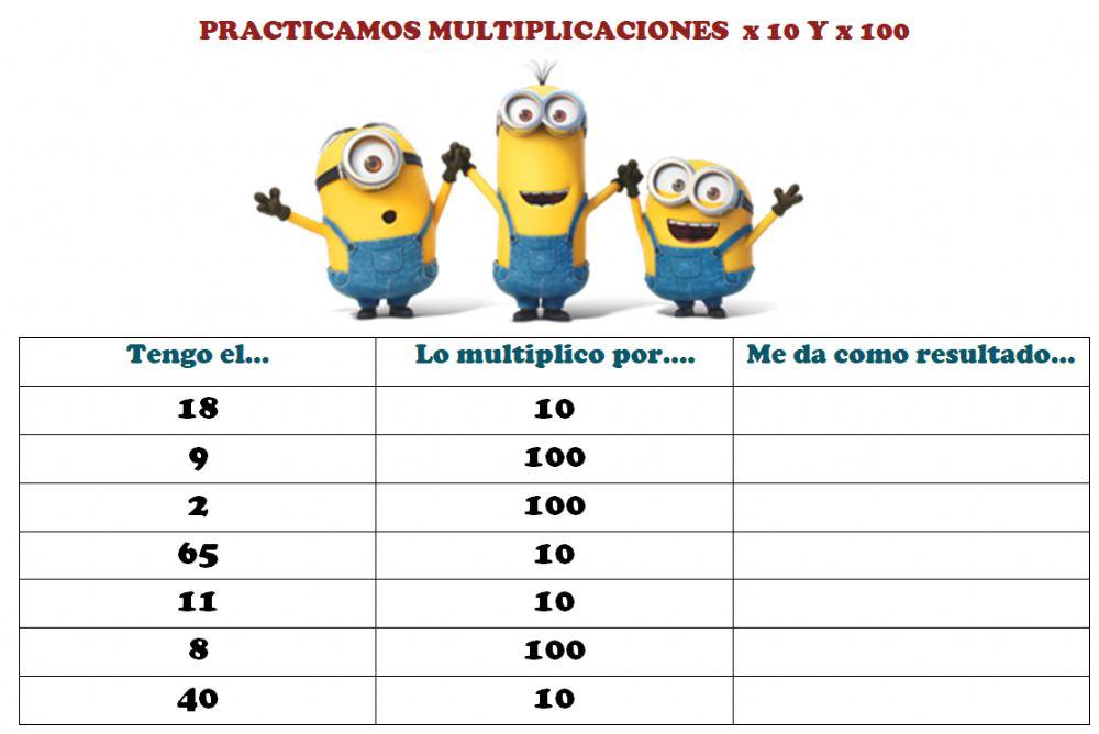 Multiplicaciones por 10 y por 100