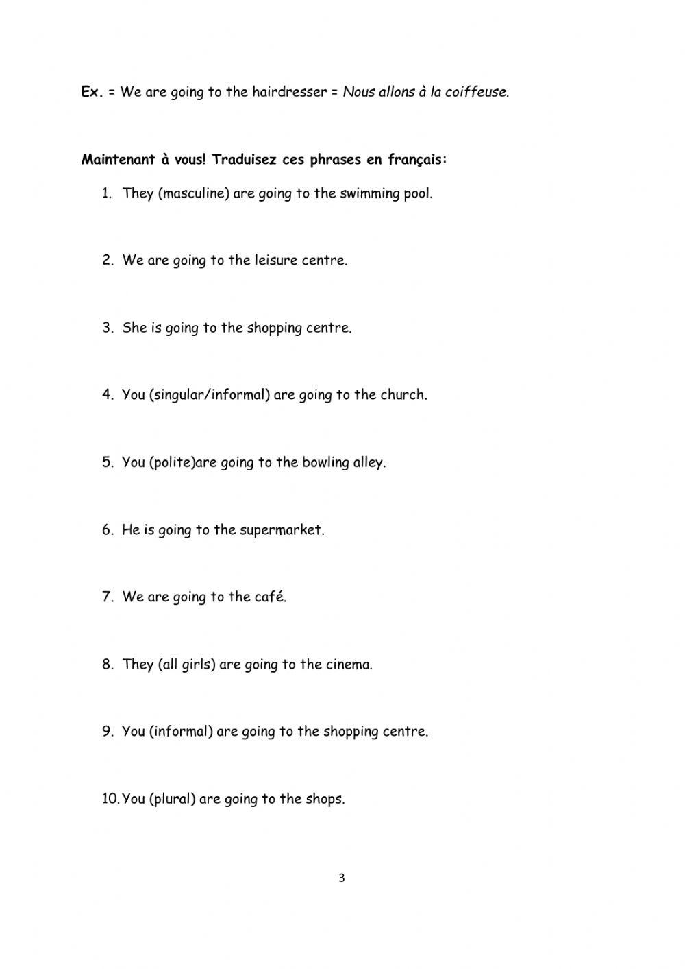 Using aller + prepositions