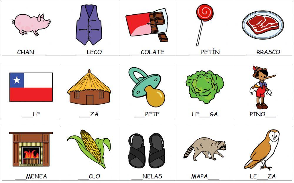 Letras CH: completar con la sílaba que falta