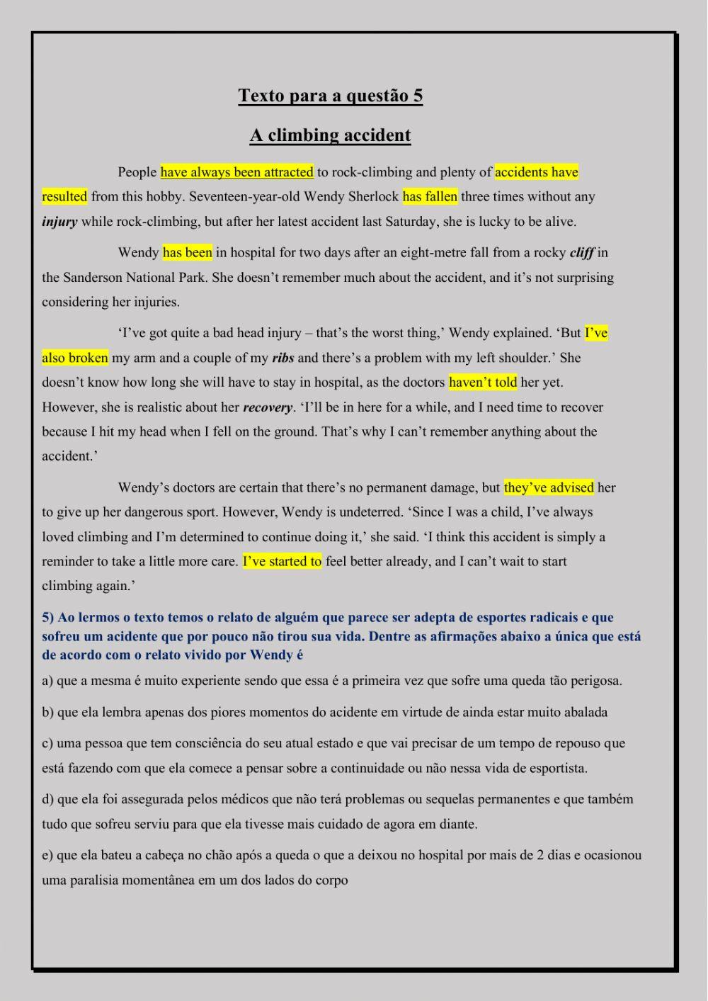 Mini teste : Presente Perfeito