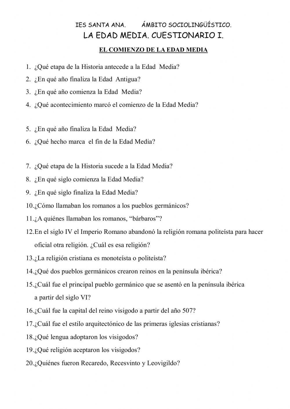 El comienzo de la Edad media.