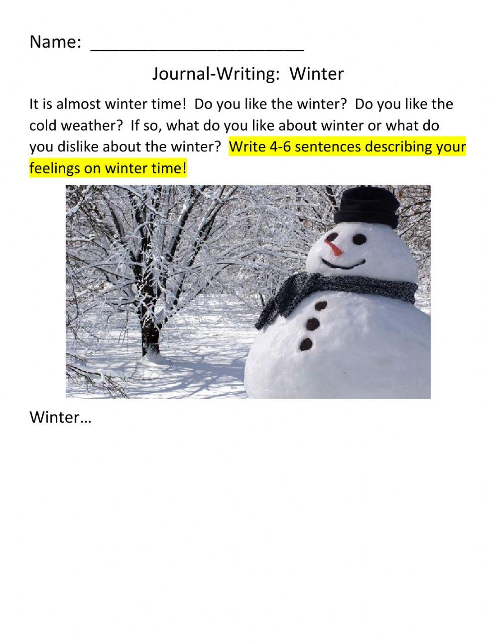 JOURNAL-WRITING:  Winter