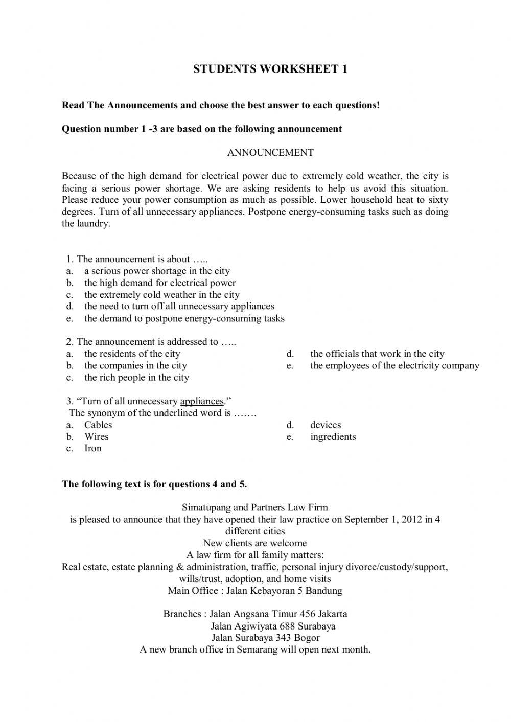 Exercise Announcement