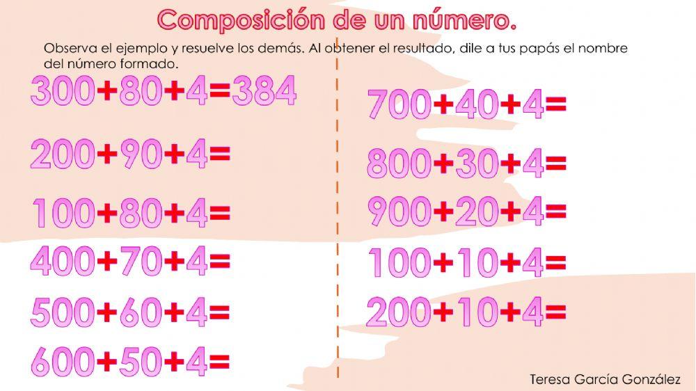 Composición y descomposición de números.