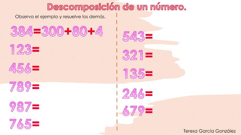 Composición y descomposición de números.