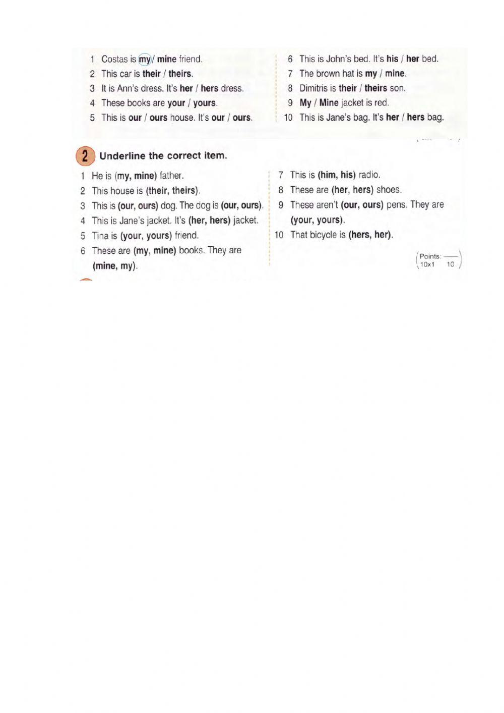 Possessive adjectives - pronouns