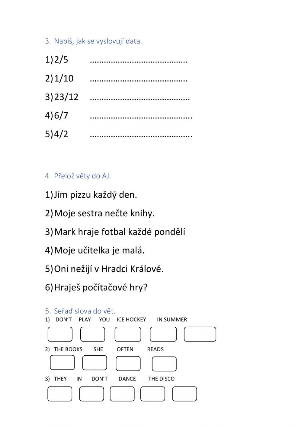 Unit 1 test - present simple