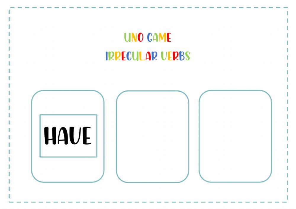Irregular verbs uno game