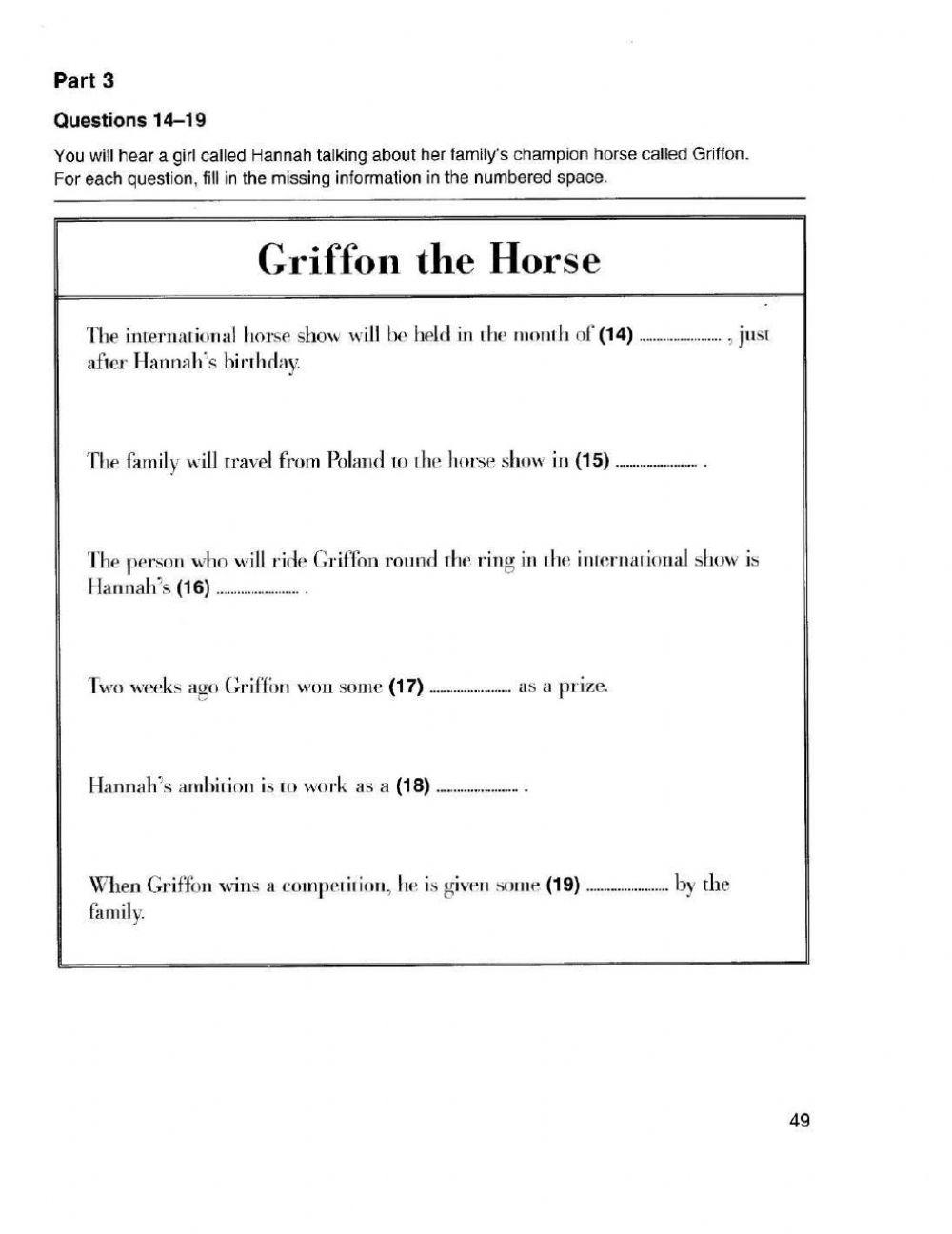 Cb papers PET 1. Test 2. Writing - Listening