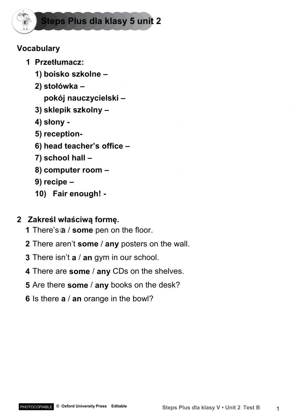 Steps Plus Klasa 5 Testy Pdf 6254087 | Steps Plus 5 unit 2 test | Jadwiga