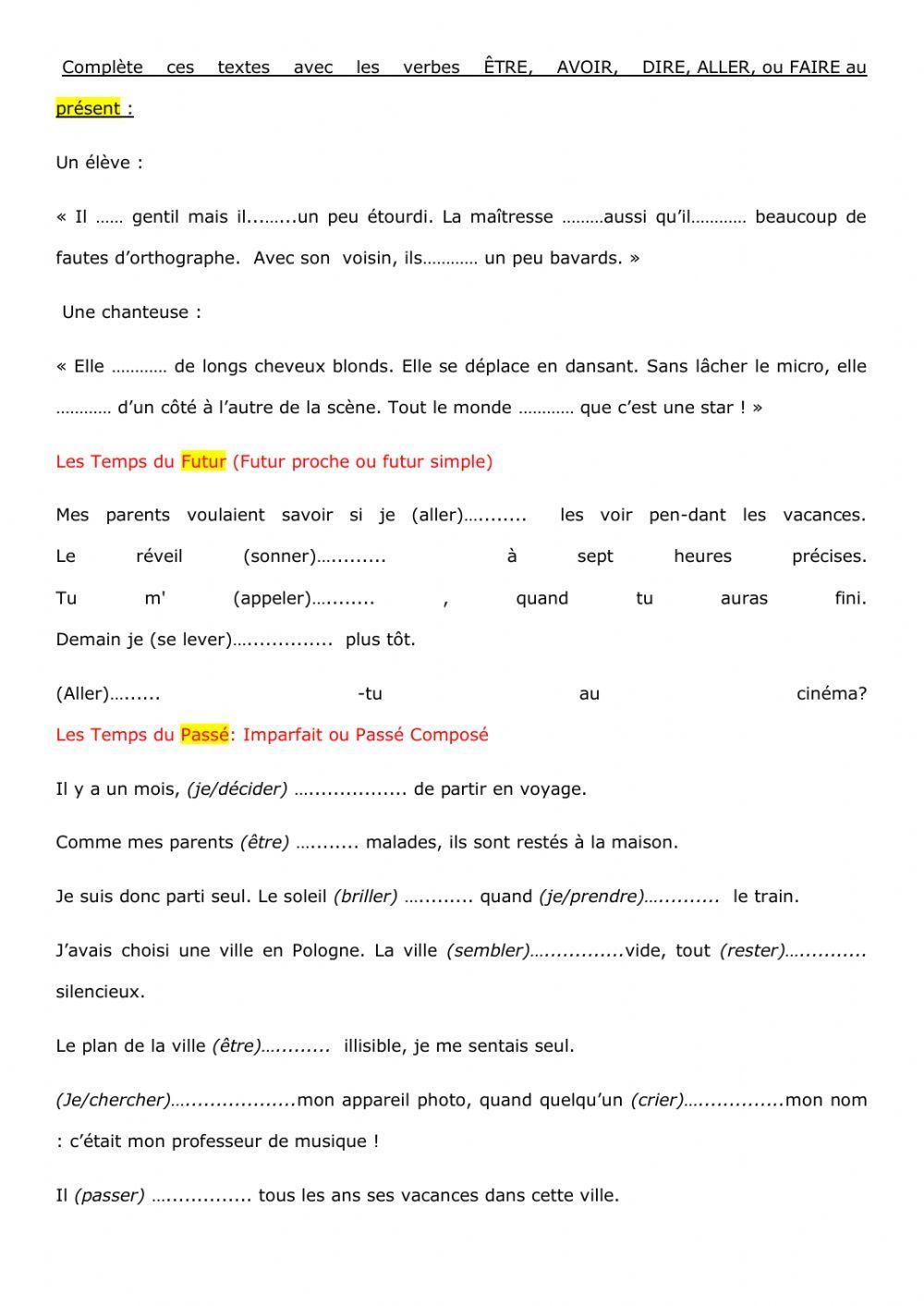 Contrôle de français 3Medio