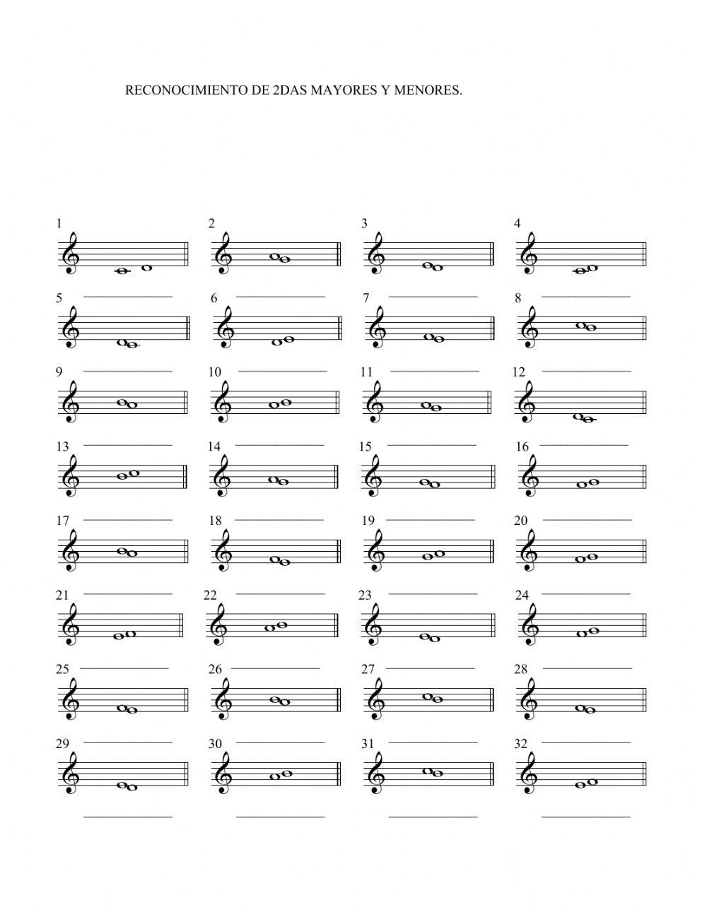Intervalos de segundas mayores y menores.
