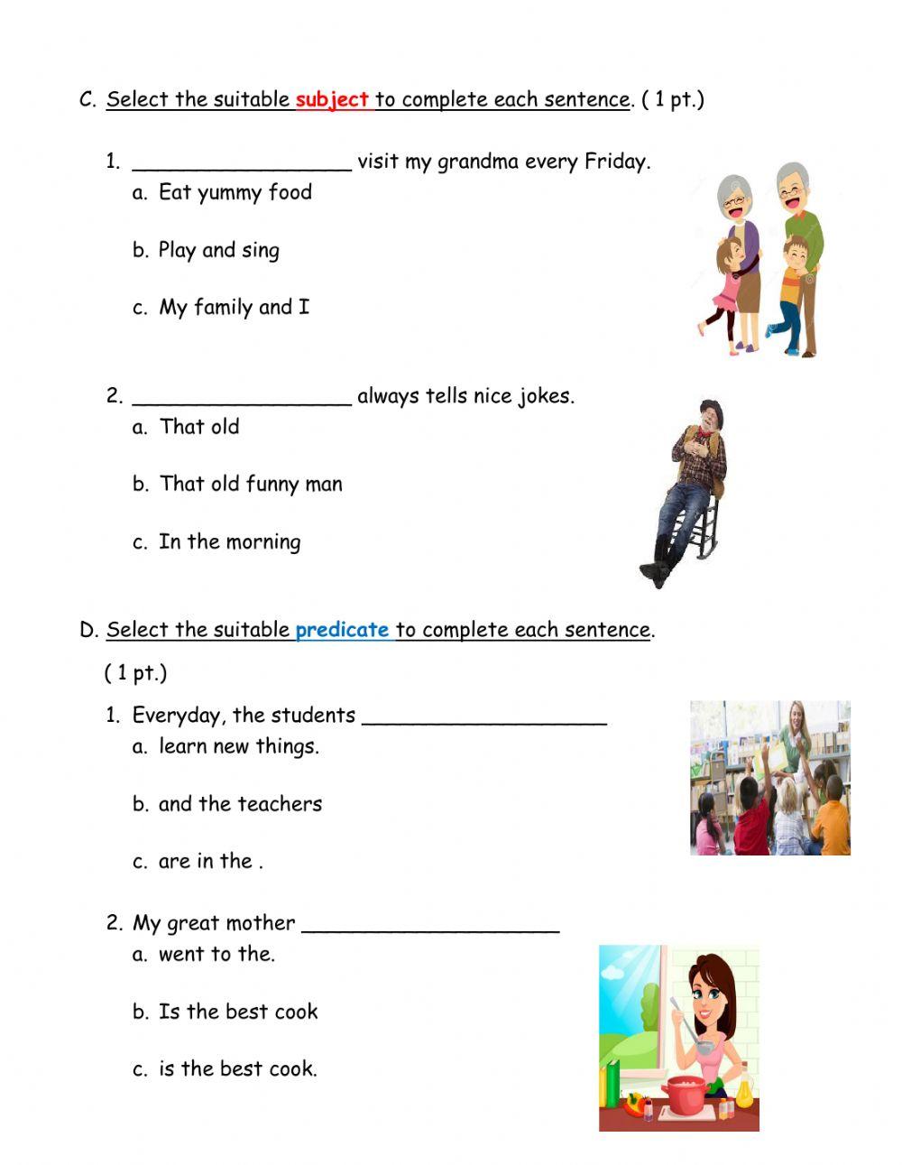 Grade 2- Grammar Quiz 1