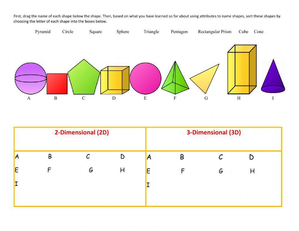 Name and sort 2D and 3D Shapes