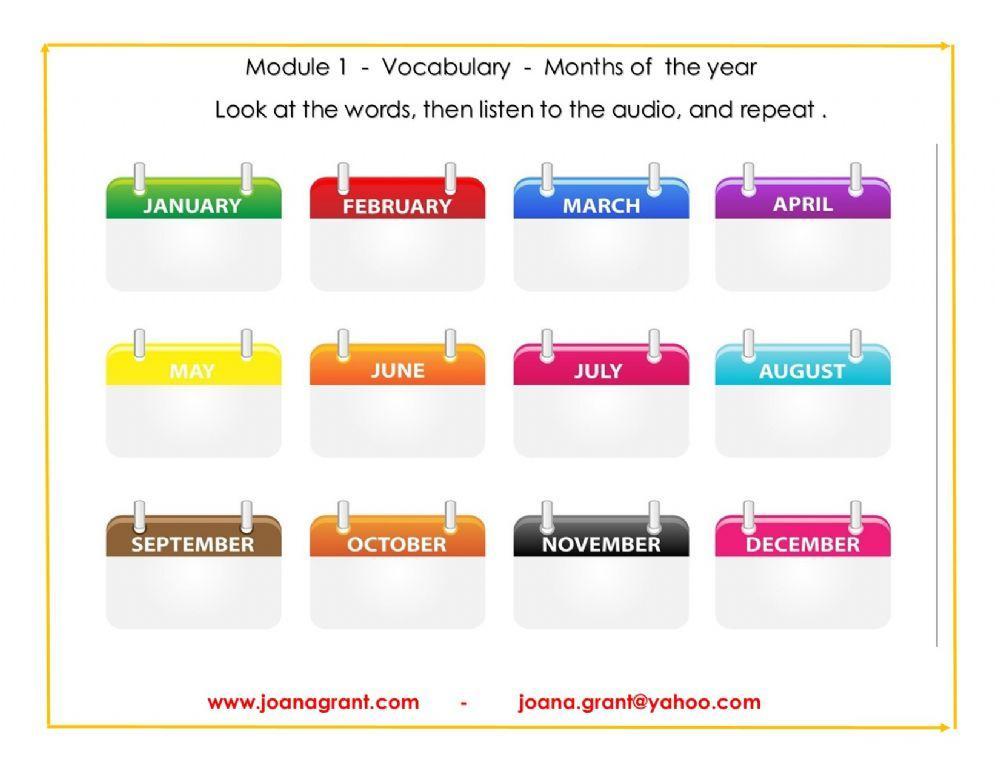 Module 1 - Months of the year