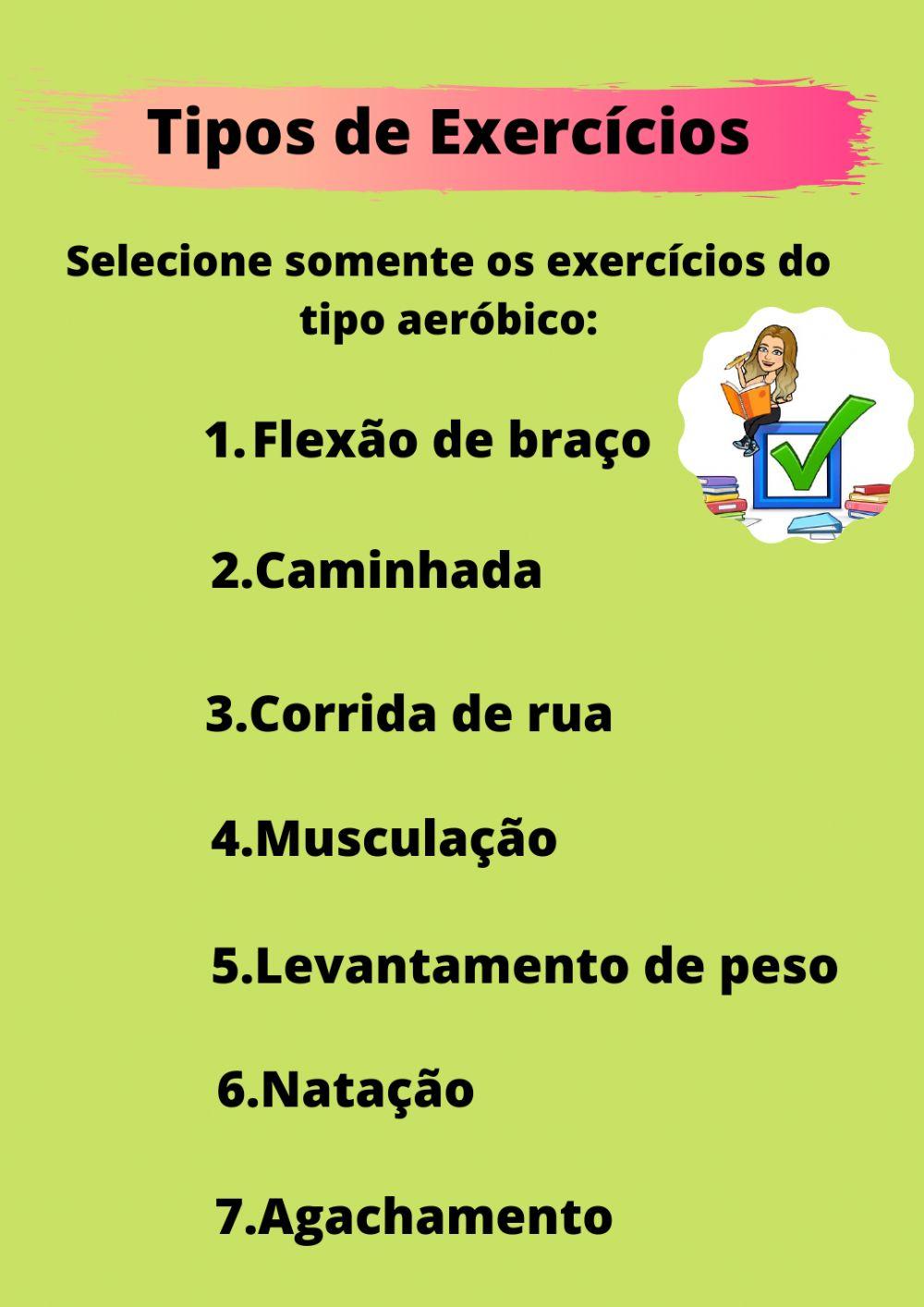 Tipos de exercícios
