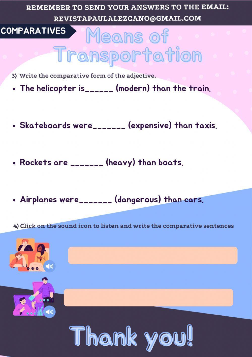 Means of Transportation - comparatives