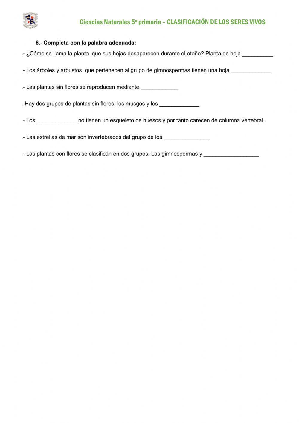 Clasificación de los Seres Vivos