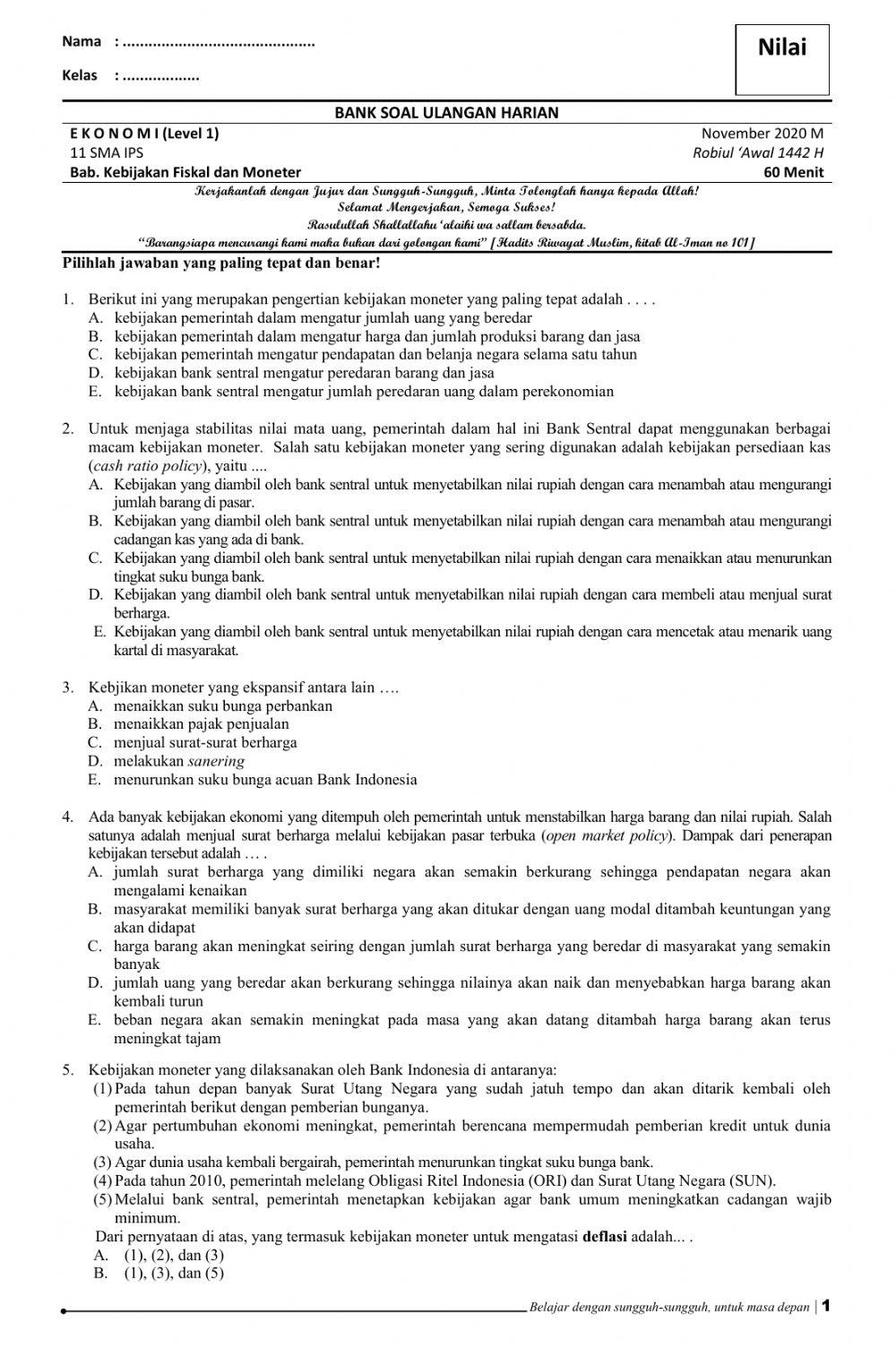 UH Kebijakan Fiskal dan Moneter