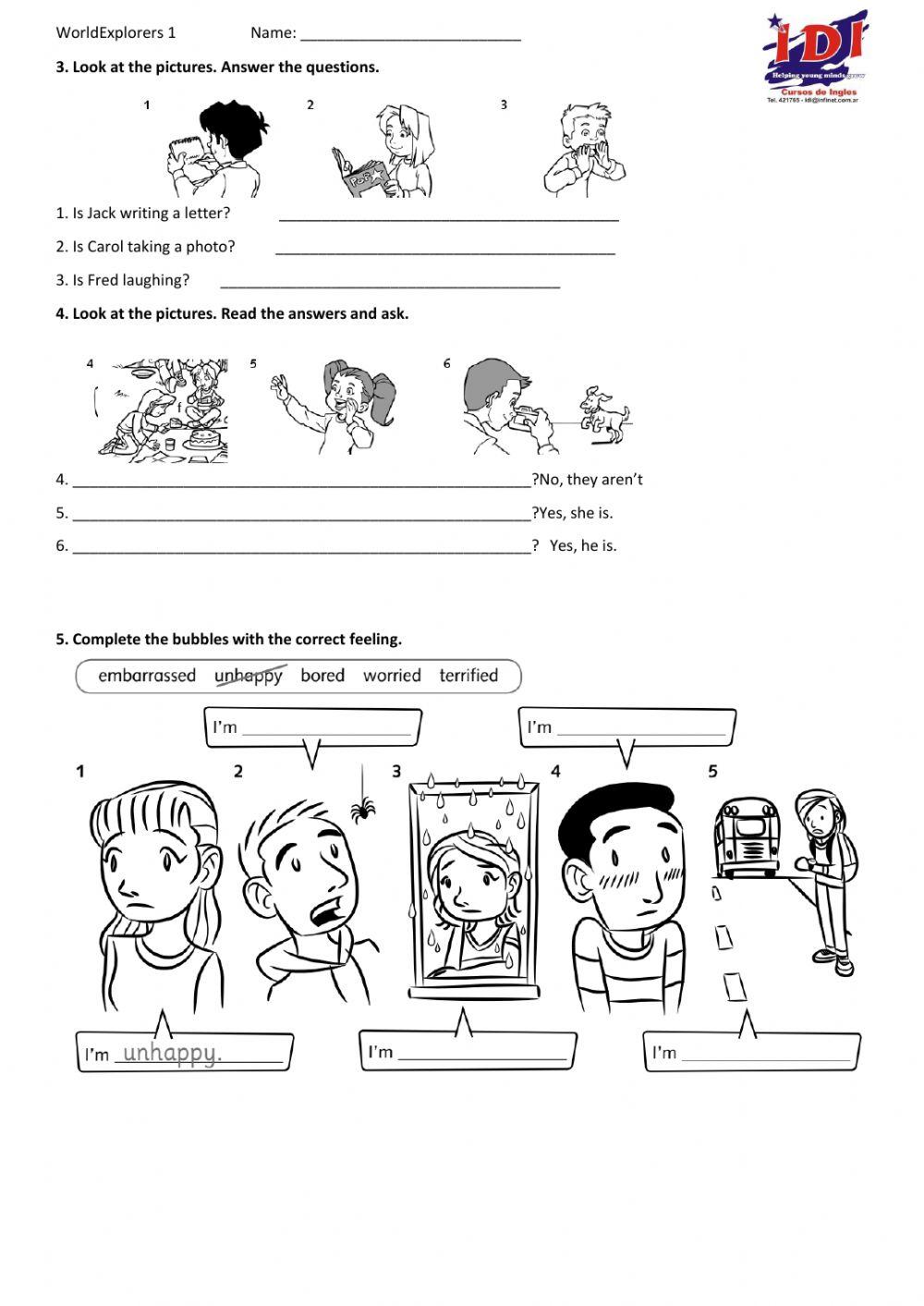 TEST - Present Continuous - Feelings