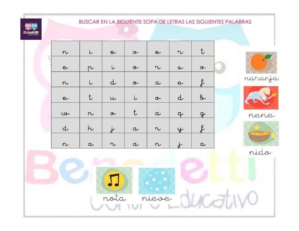 SOPA DE LETRAS LETRAS N TATI-DAYA