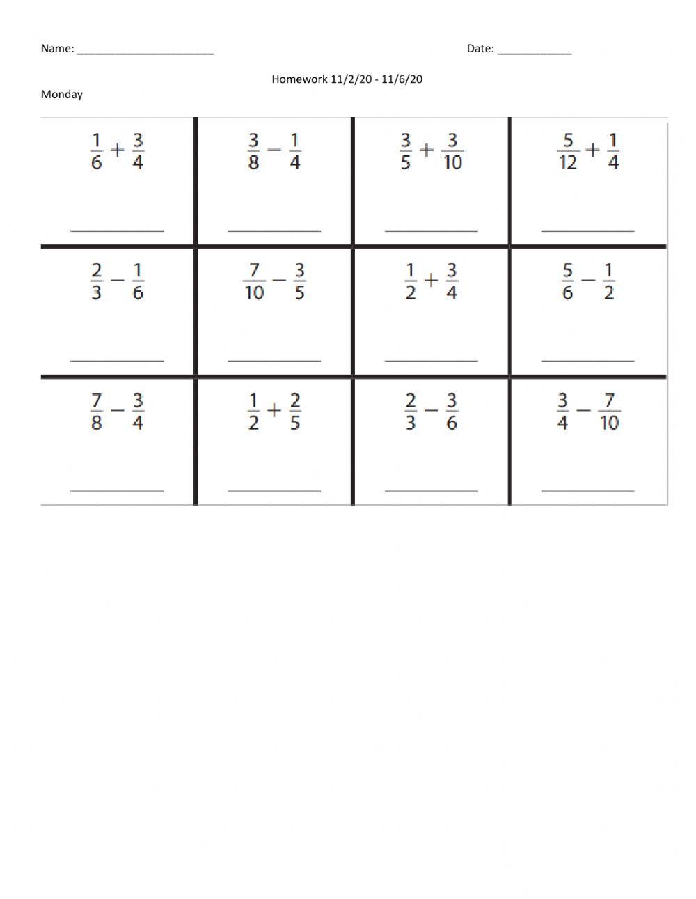 Spiral Review due 11-6