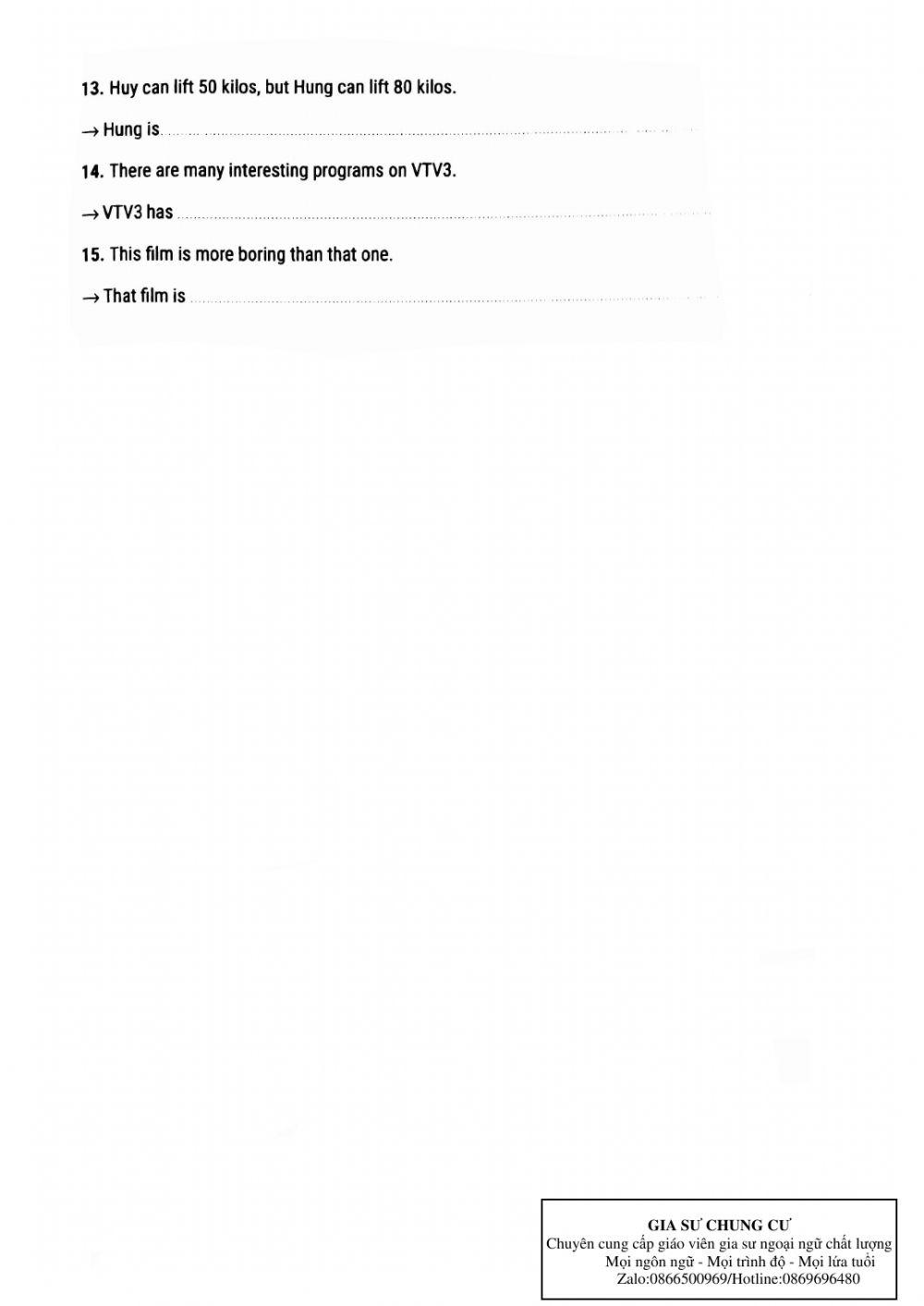 Lớp 6- kiểm tra 15 phút( test số 8)