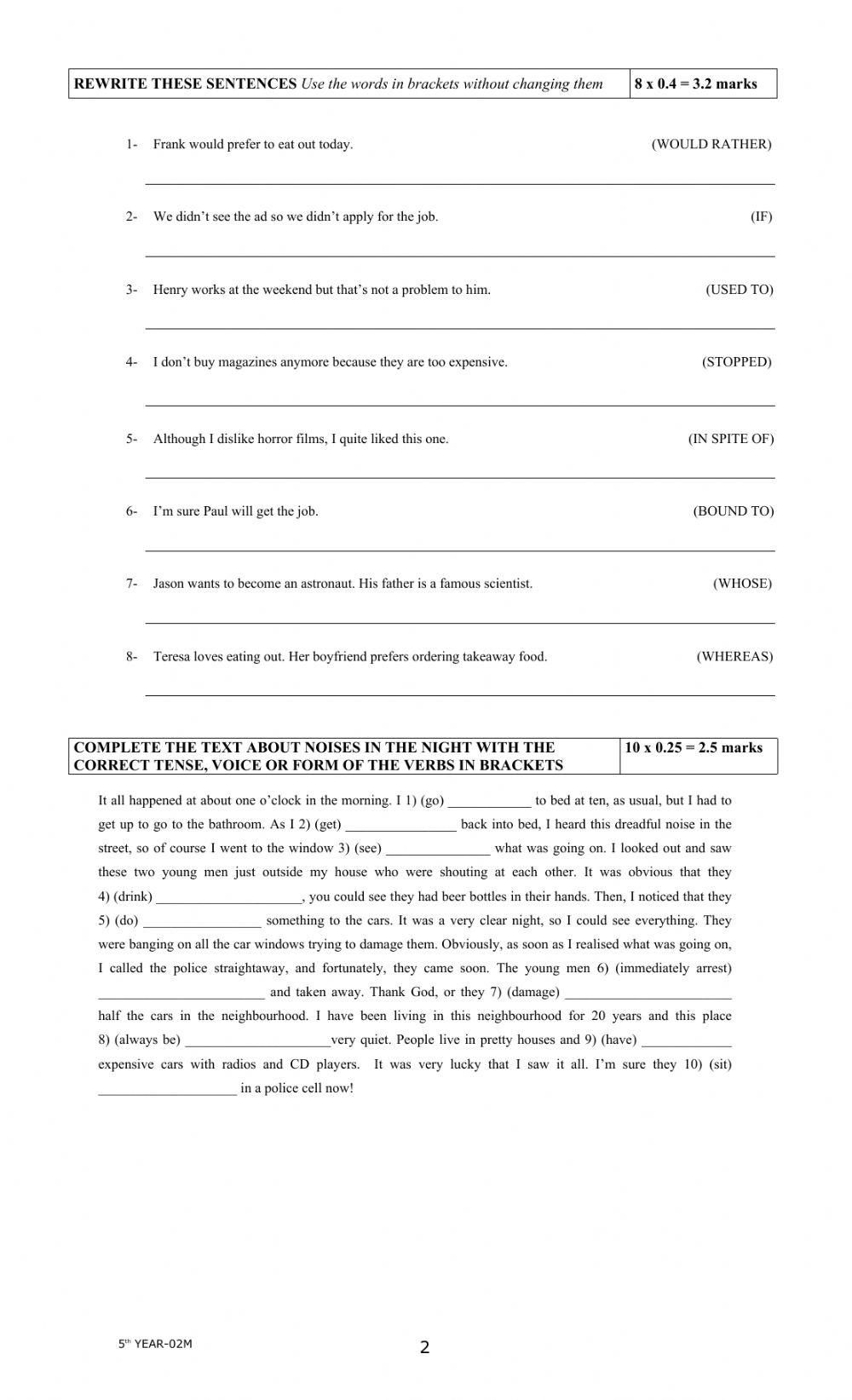 5th Year Marzo 2018 Mod2