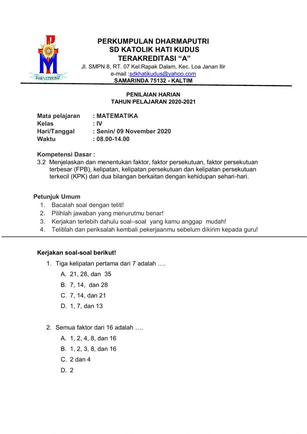 Penilaian Harian KPK dan FPB