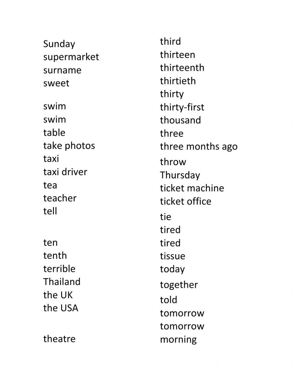 Wordlist A1  part 2