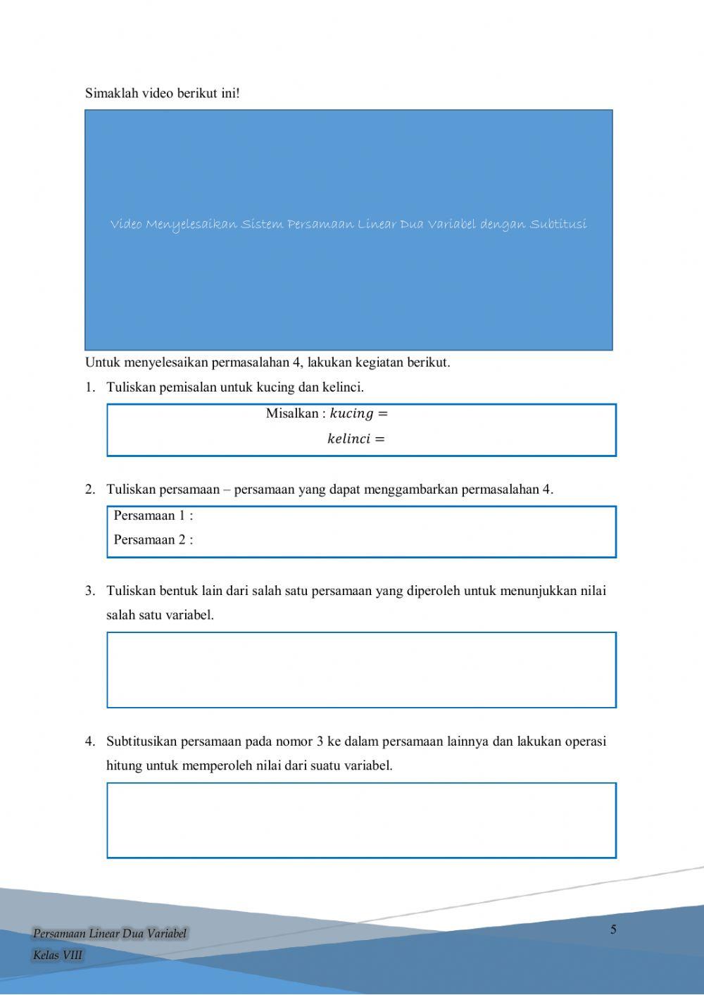 LKPD 2. Sistem Persamaan Linear Dua Variabel