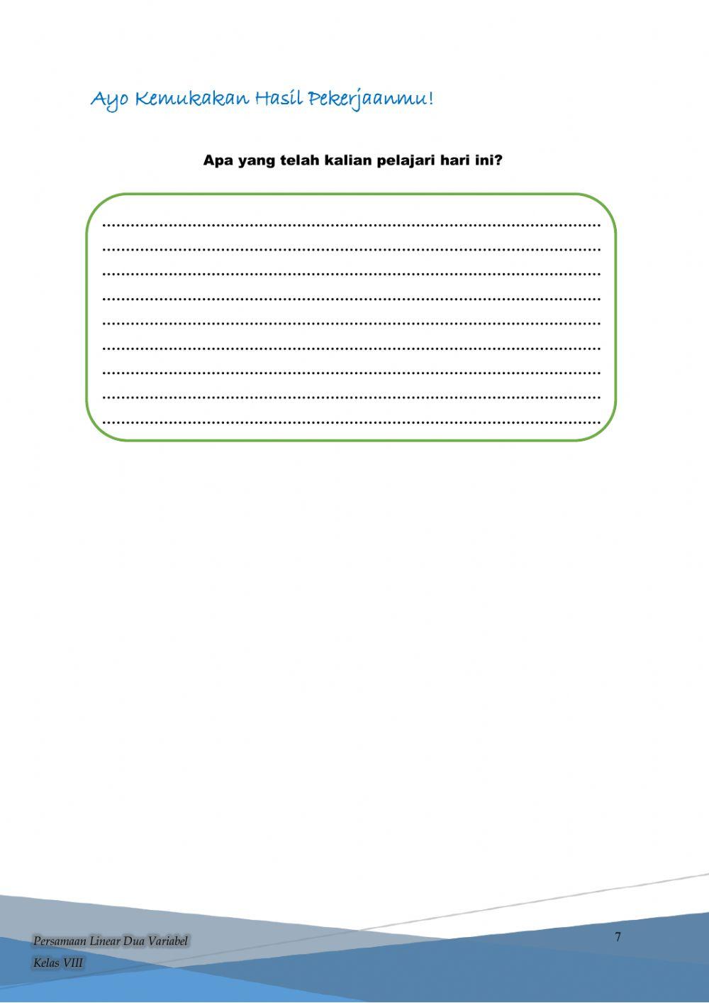 LKPD 2. Sistem Persamaan Linear Dua Variabel