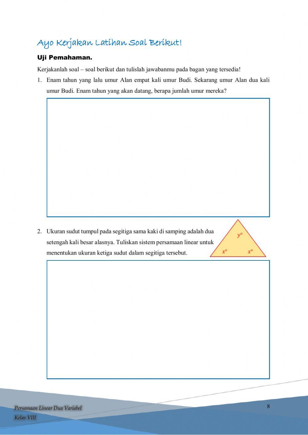LKPD 2. Sistem Persamaan Linear Dua Variabel