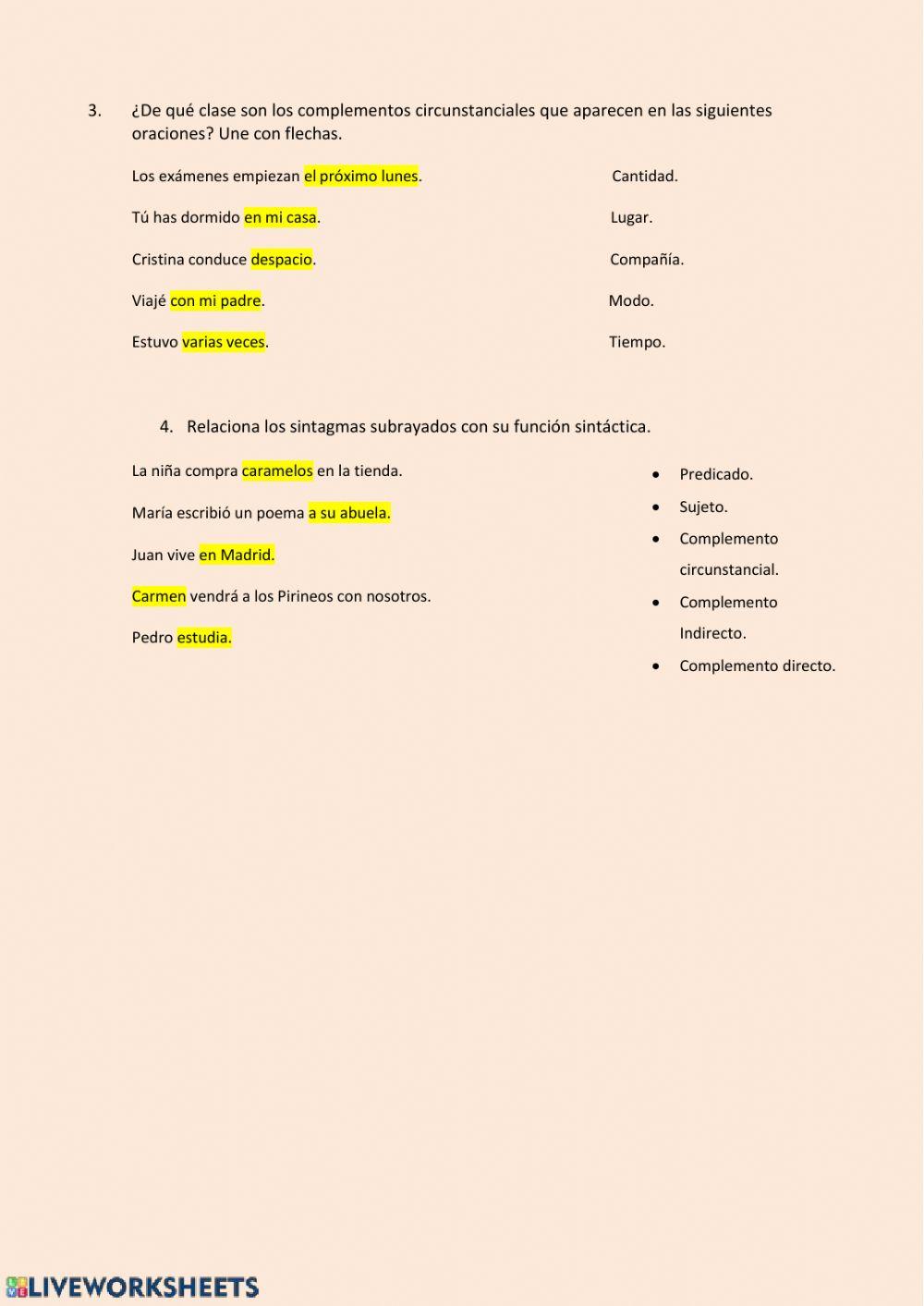 Predicado Verbal y complementos