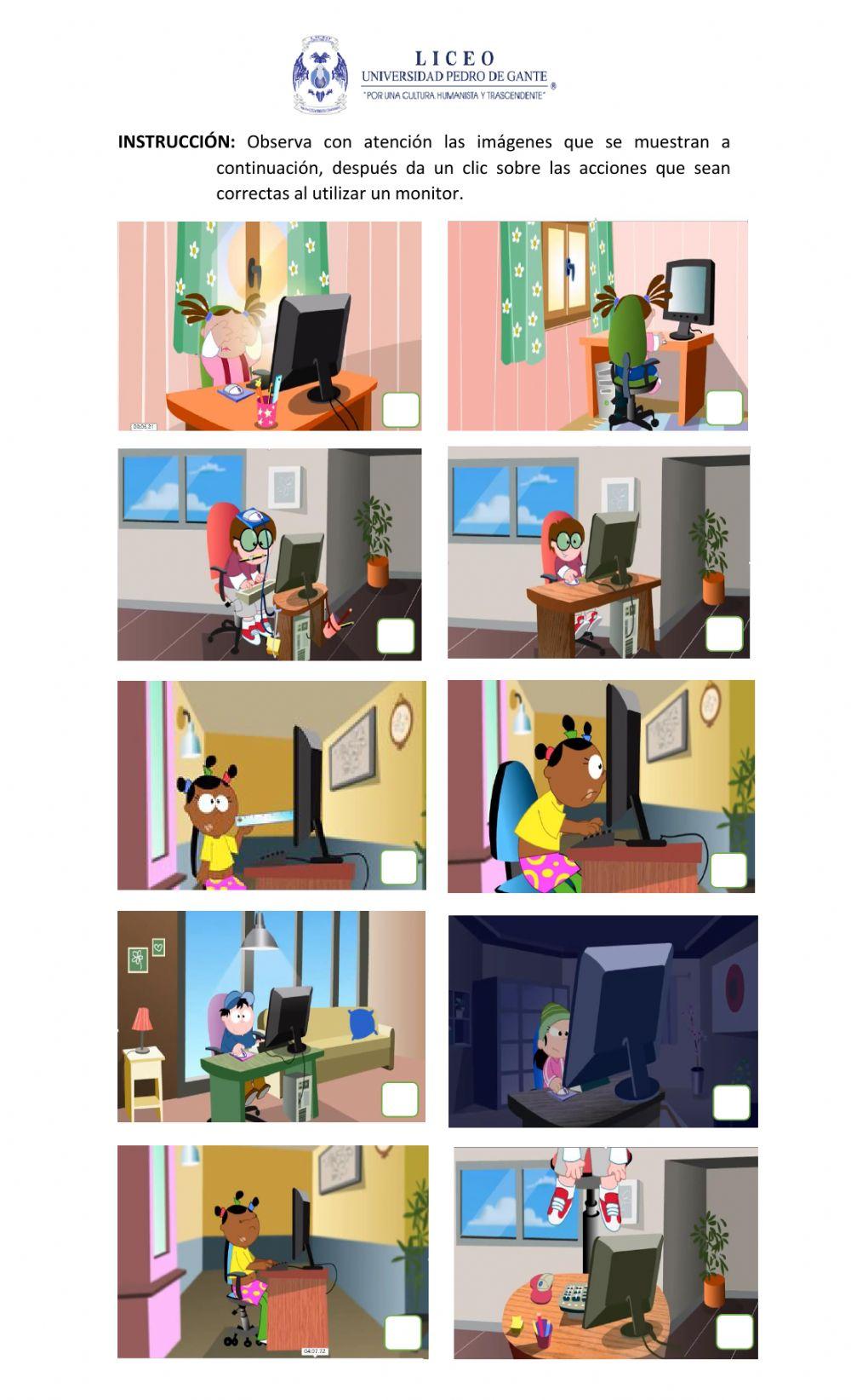 Acciones correctas en el uso del monitor