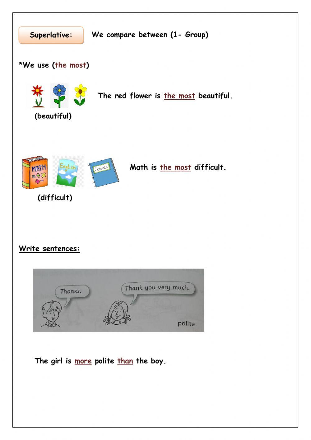 Comparative and superlative