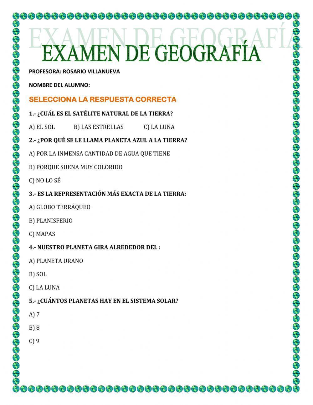 Evaluación geografía