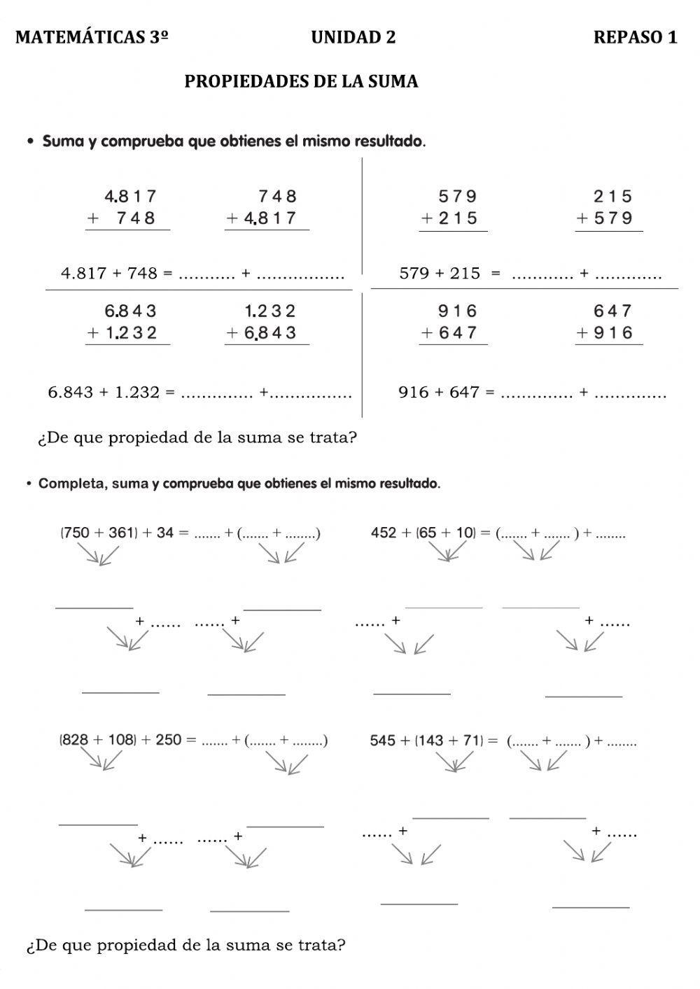 Propiedades de la suma