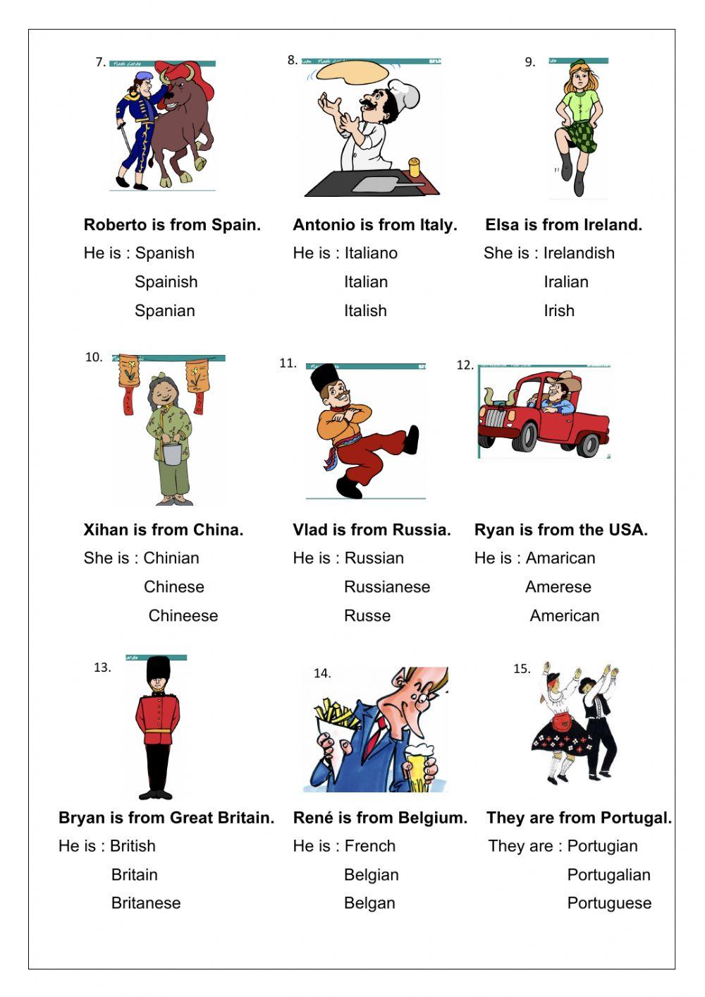 Countries and nationalities-Ex 1