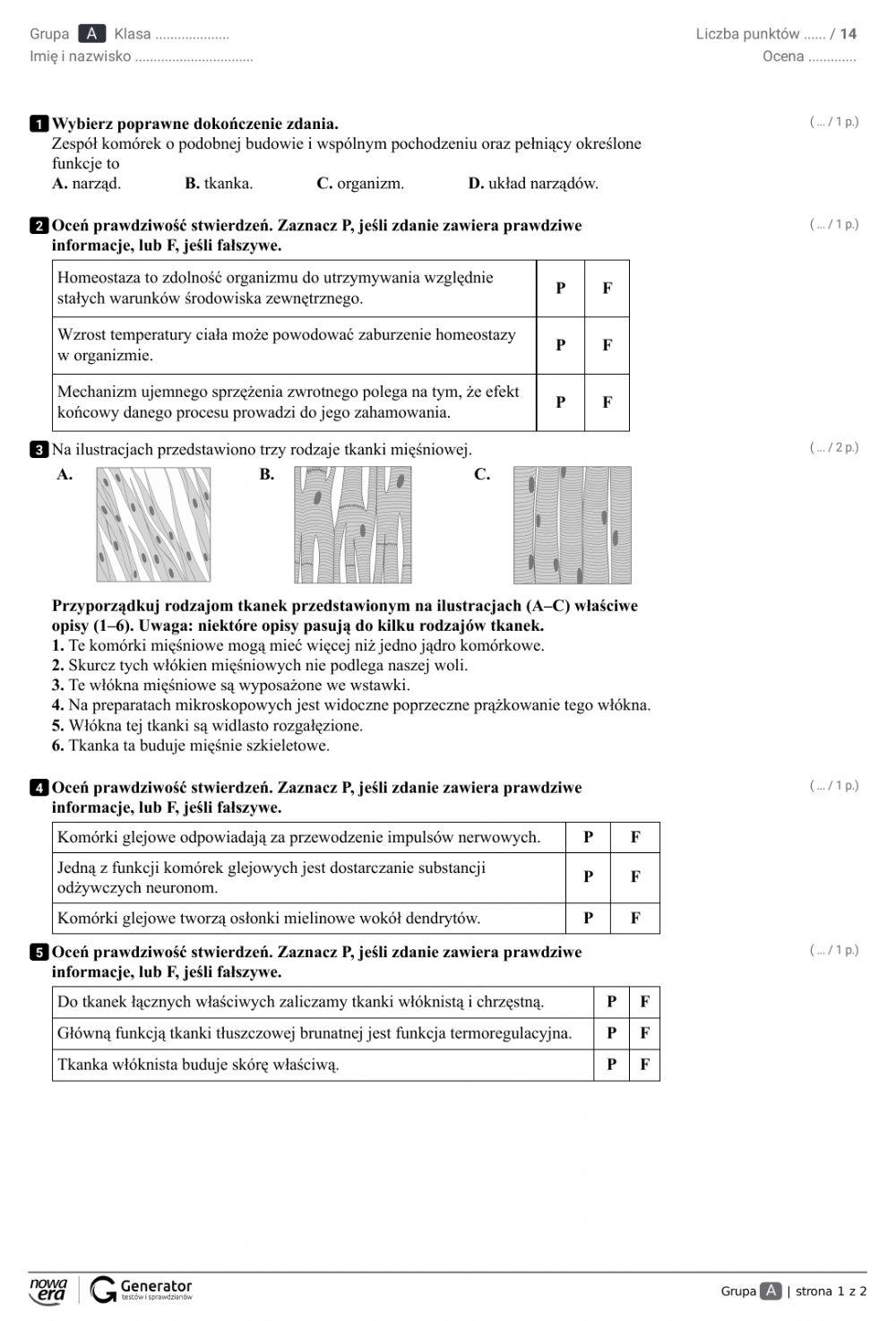 Biologia sprawdzian 2b