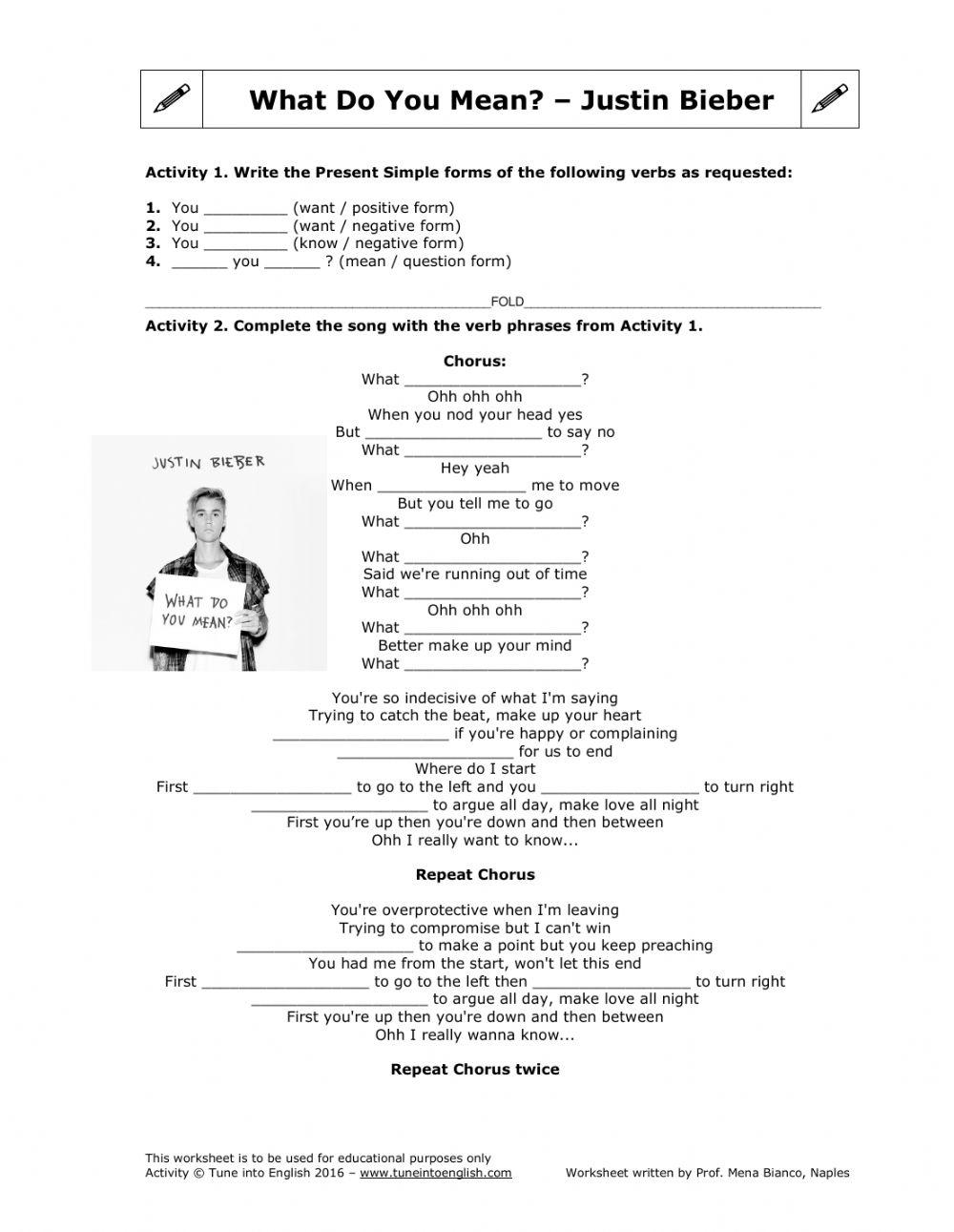 Justin Bieber - Ghost: English ESL worksheets pdf & doc