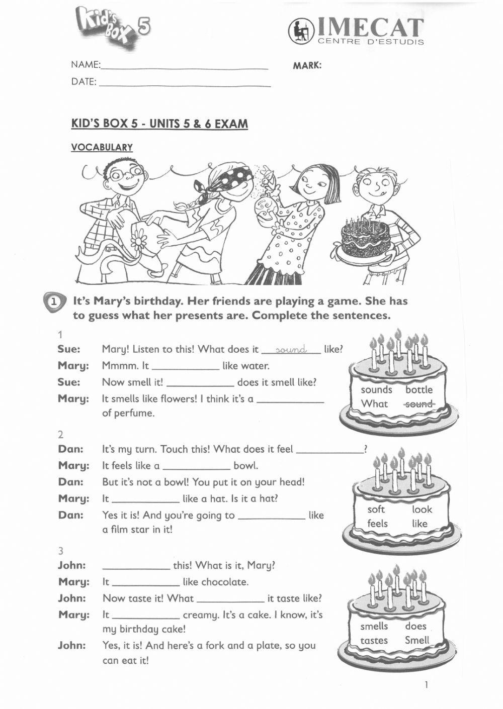 KID'S BOX 5 - UNITS 5-6 EXAM