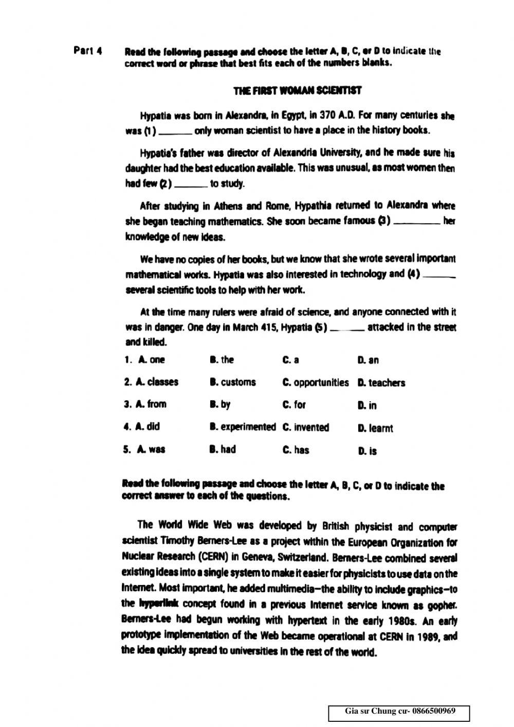 Lớp 12- cuối kỳ 1