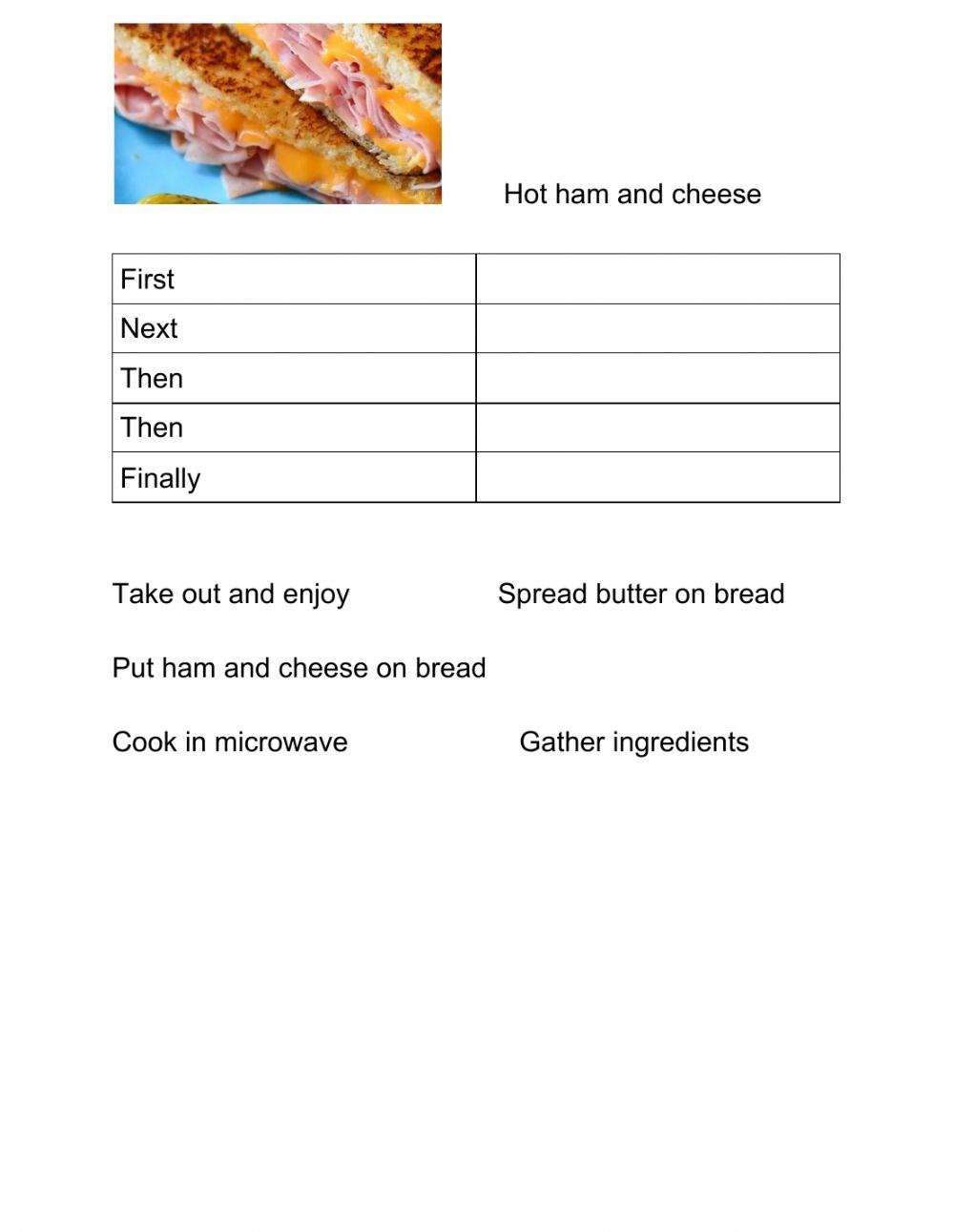 Steps for hot ham and cheese