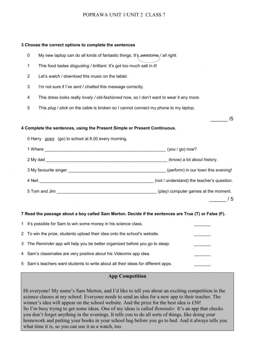 Poprawa klasa 7 unit1-2