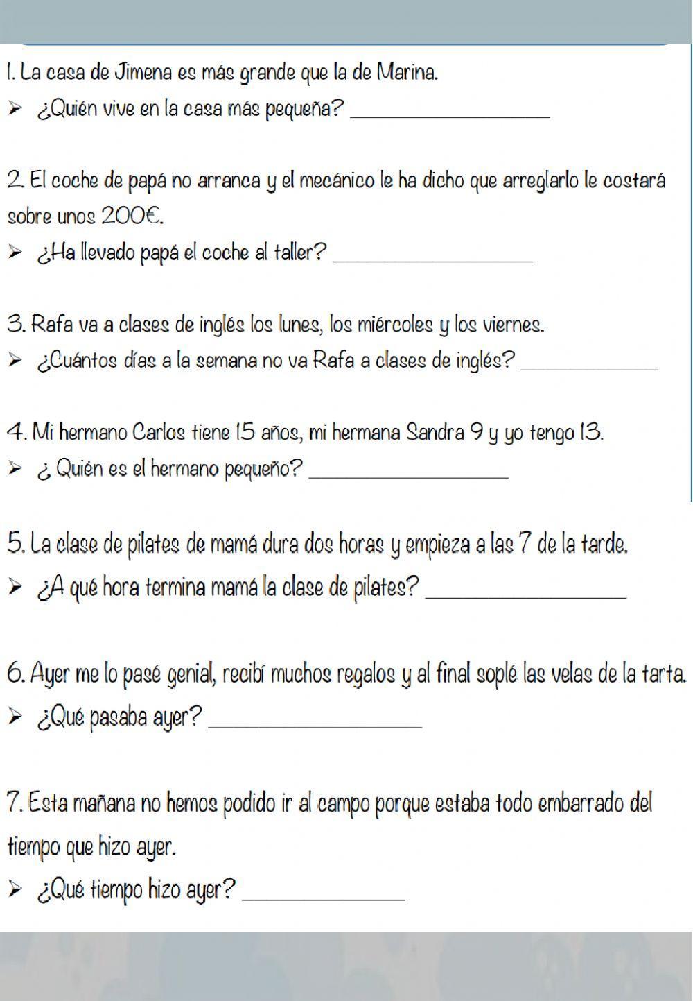 Refuerzo comprensión inferencial