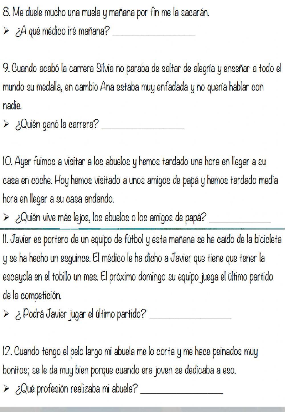 Refuerzo comprensión inferencial