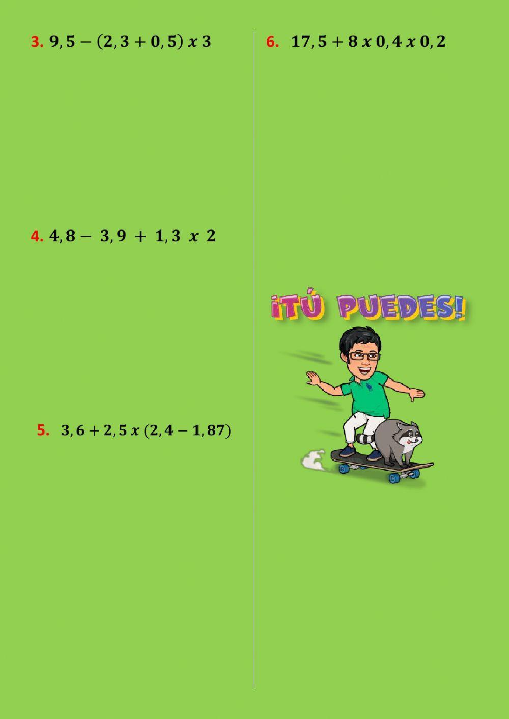 Operaciones combinadas con decimales